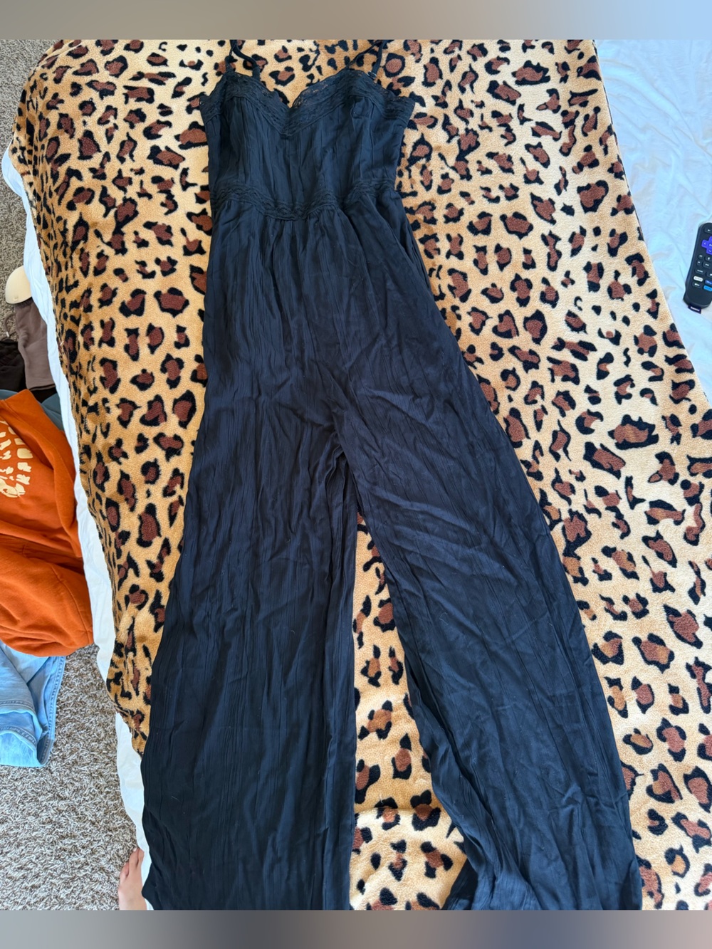 Women's Black Wide-Leg Jumpsuit Pants
